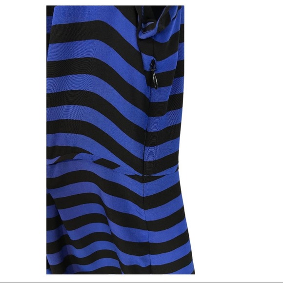 Garnet Hill Silk black and blue stripe Dress Sz8 - Picture 3 of 11